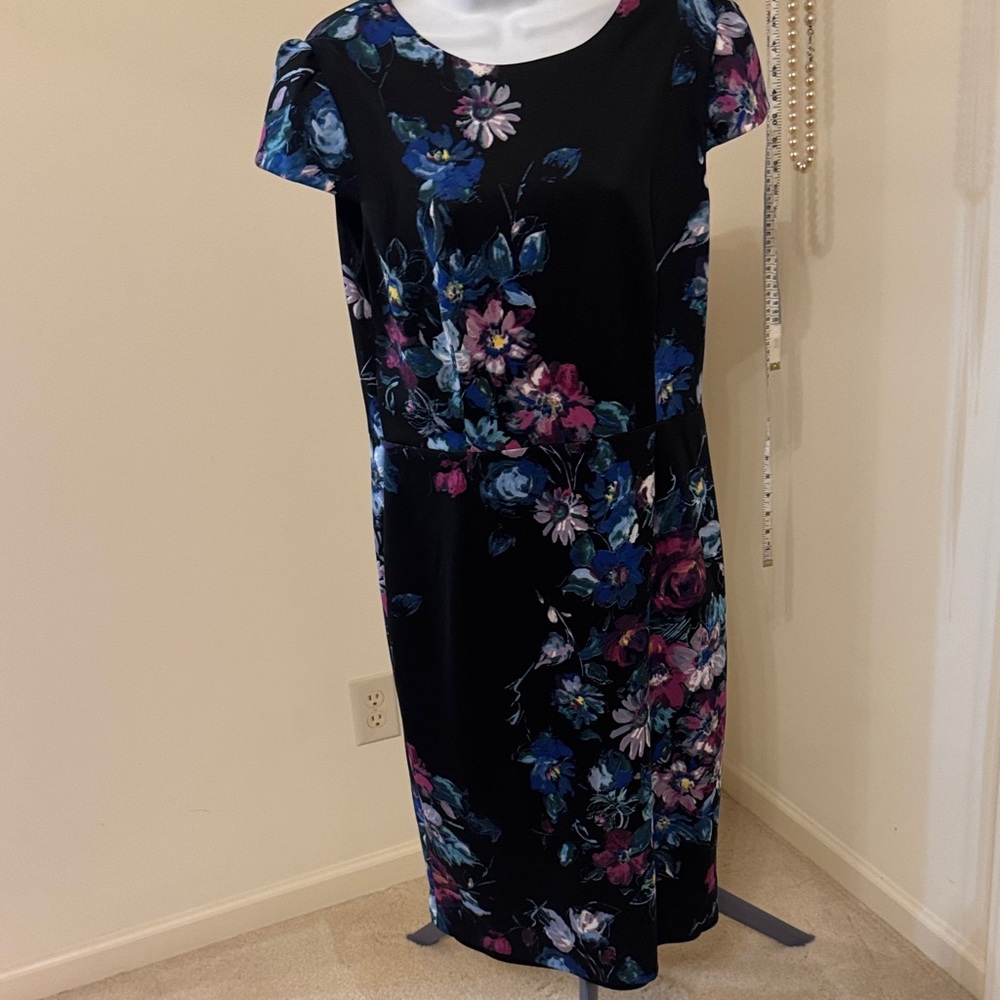 Betsey Johnson Black Floral Midi Dress